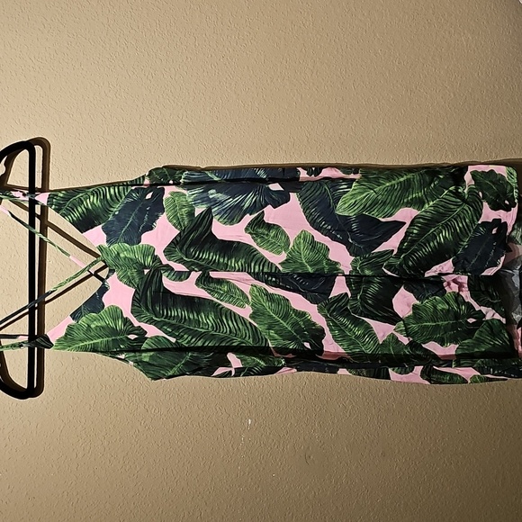 Topshop Green and Pink Palm Leaf Dress Size 6 - Picture 4 of 4